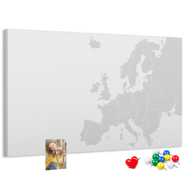 Nástěnka Mapa Evropy pro vyznačení lokalit
