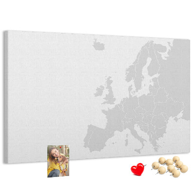 Nástěnka Mapa Evropy pro vyznačení lokalit