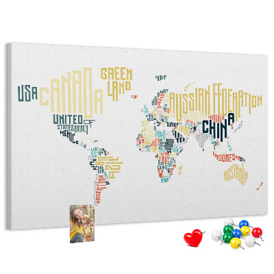 Nástěnka Mapa světa s názvy zemí slovy
