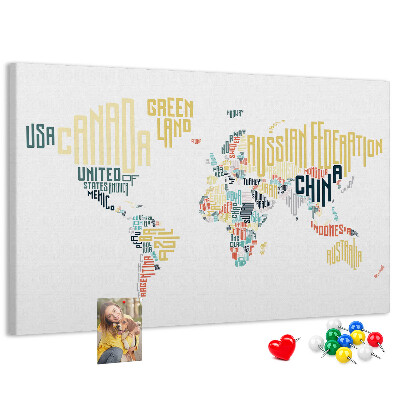 Nástěnka Mapa světa s názvy zemí slovy