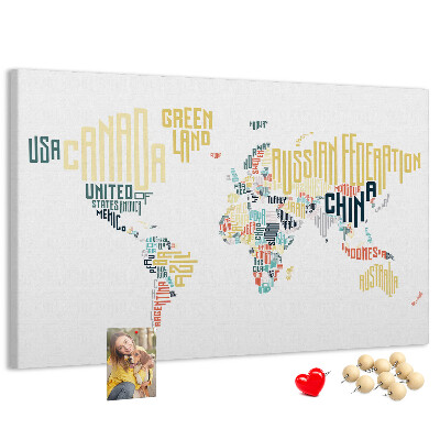 Nástěnka Mapa světa s názvy zemí slovy