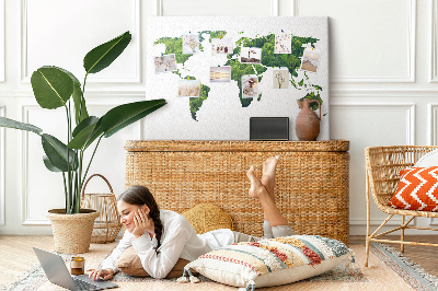 Korková nástěnka Zelená mapa světa s vegetací