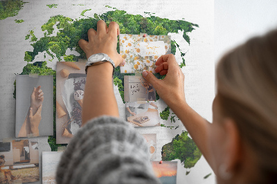 Korková nástěnka Zelená mapa světa s vegetací