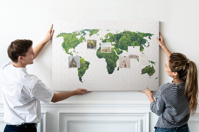 Korková nástěnka Zelená mapa světa s vegetací
