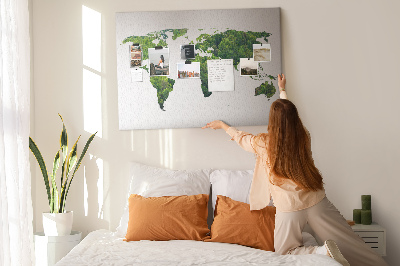 Korková nástěnka Zelená mapa světa s vegetací