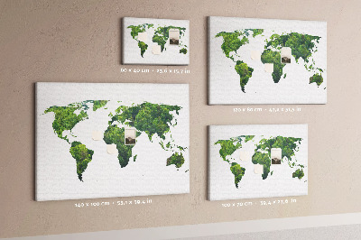 Korková nástěnka Zelená mapa světa s vegetací
