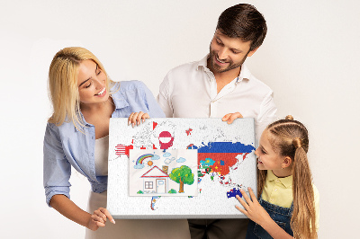 Nástěnka Mapa světa s vlajkami zemí