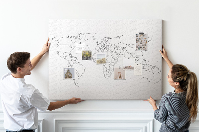 Nástěnka Mapa světa pro vybarvování a označování