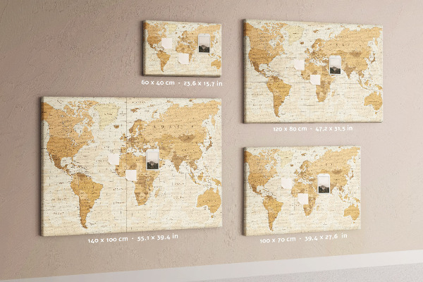 Korková nástěnka Mapa starověkého světa v odstínech hnědé