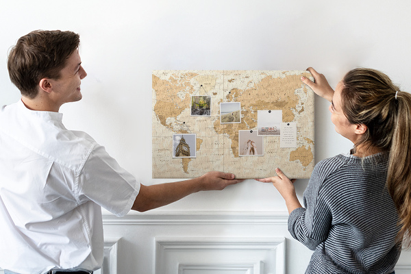 Korková nástěnka Mapa starověkého světa v odstínech hnědé