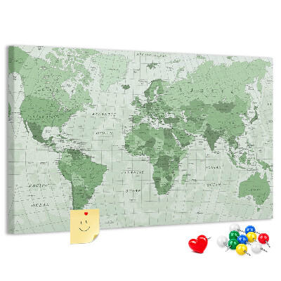Nástěnka Zelená mapa světa s kontinenty