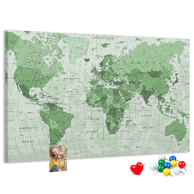 Nástěnka Zelená mapa světa s kontinenty