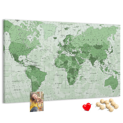 Nástěnka Zelená mapa světa s kontinenty