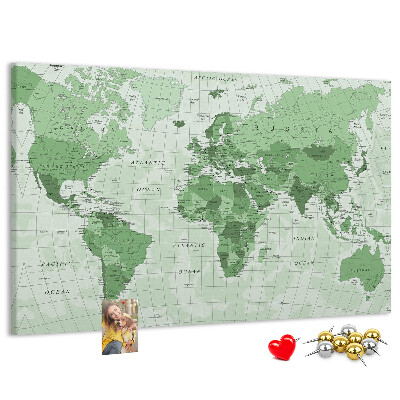 Nástěnka Zelená mapa světa s kontinenty
