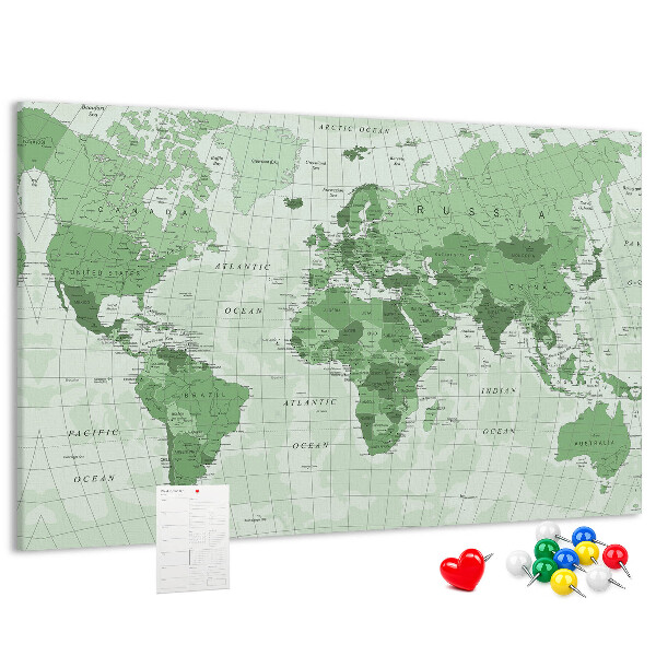 Nástěnka Zelená mapa světa s kontinenty