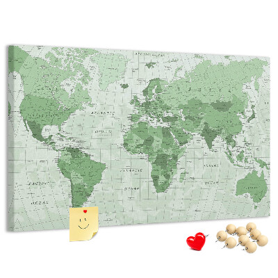 Nástěnka Zelená mapa světa s kontinenty