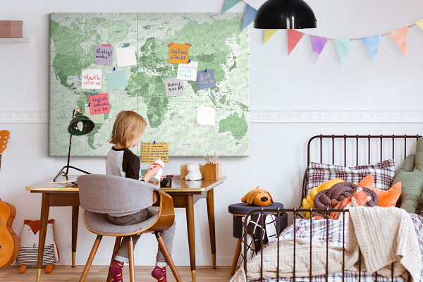 Nástěnka Zelená mapa světa s kontinenty