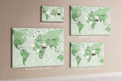 Nástěnka Zelená mapa světa s kontinenty