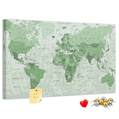 Nástěnka Zelená mapa světa s kontinenty