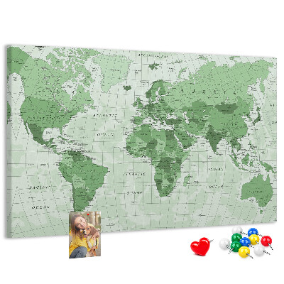 Nástěnka Zelená mapa světa s kontinenty