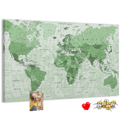 Nástěnka Zelená mapa světa s kontinenty