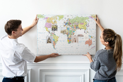 Nástěnka Mapa světa s barevnými kontinenty