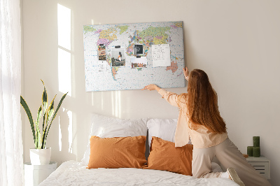 Nástěnka Mapa světa s barevnými kontinenty