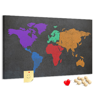 Fětská nástěnka Barevná mapa světa na tmavém pozadí
