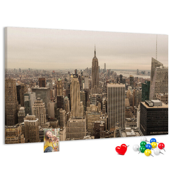 Korková nástěnka Panorama New Yorku s mrakodrapy