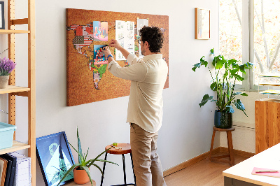 Korková nástěnka Mapa světa s vlajkami zemí