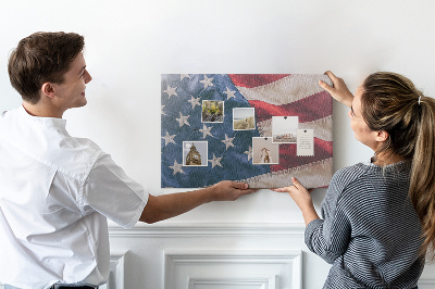 Korková nástěnka Americká vlajka s výraznými hvězdami.