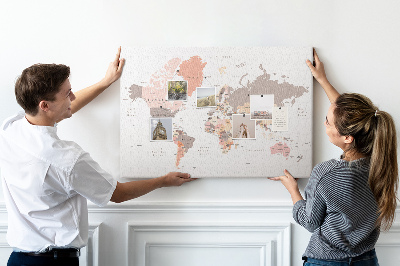 Nástěnka Mapa světa v tlumených barvách