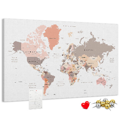 Nástěnka Mapa světa v tlumených barvách