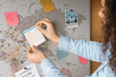 Nástěnka Mapa světa v tlumených barvách