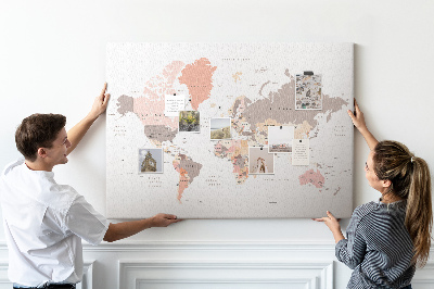 Nástěnka Mapa světa v tlumených barvách