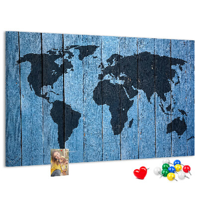 Fětská nástěnka Mapa světa na dřevěném pozadí