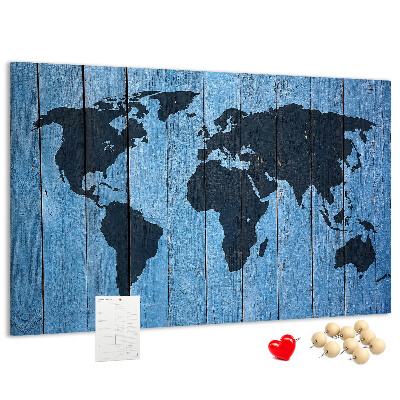 Fětská nástěnka Mapa světa na dřevěném pozadí