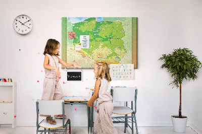 Nástěnka Mapa Polska s vyznačenou Varšavou