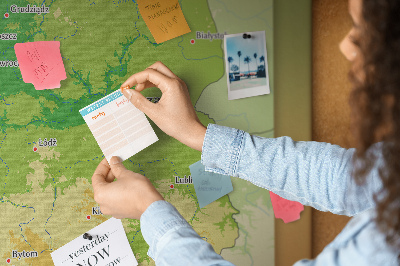 Nástěnka Mapa Polska s vyznačenou Varšavou