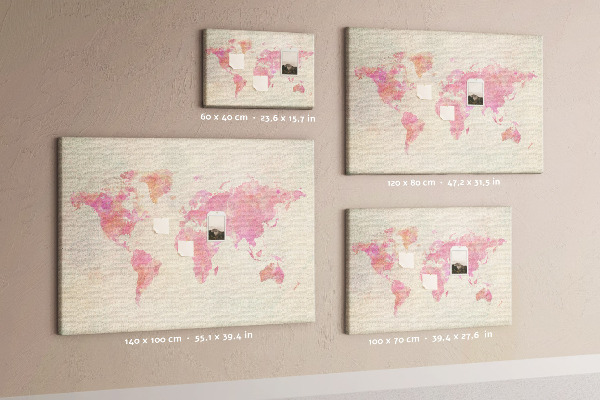 Nástěnka Pastelová mapa světa ve stylu akvarelu