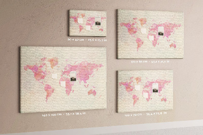 Nástěnka Pastelová mapa světa ve stylu akvarelu