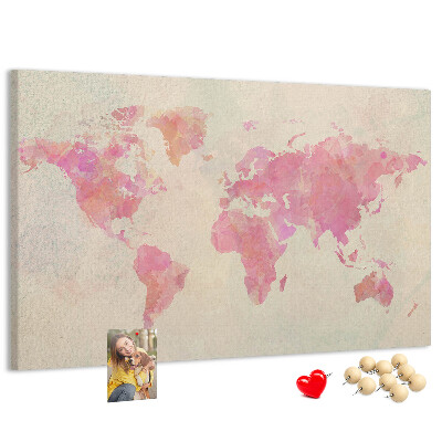 Nástěnka Pastelová mapa světa ve stylu akvarelu