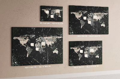 Nástěnka Mapa světa na pozadí dolarové bankovky