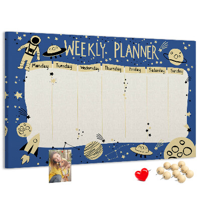 Korková nástěnka Kosmický týdenní plánovač s planetami a hvězdami