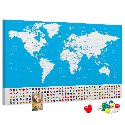 Fětská nástěnka Barevná mapa světa s vlajkami zemí