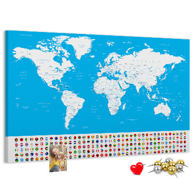 Fětská nástěnka Barevná mapa světa s vlajkami zemí