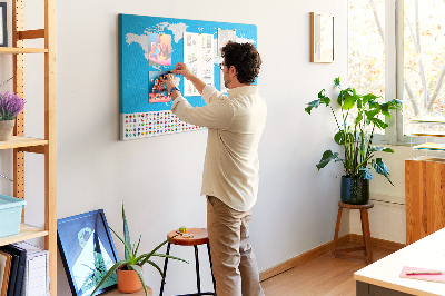 Fětská nástěnka Barevná mapa světa s vlajkami zemí