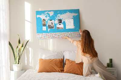 Fětská nástěnka Barevná mapa světa s vlajkami zemí