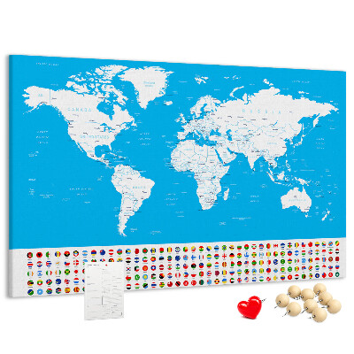 Fětská nástěnka Barevná mapa světa s vlajkami zemí