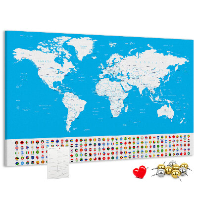Fětská nástěnka Barevná mapa světa s vlajkami zemí